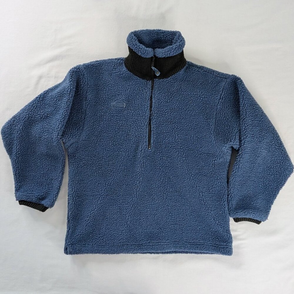 VTG Columbia Blue High Pile Fleece Quarter Zip High Neck Pullover Jacket